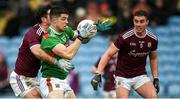 12 January 2020; Brian Reape of Mayo in action against Johnny Duane, left, and Eamon Branigan of Galway during the FBD League Semi-Final match between Mayo and Galway at Elverys MacHale Park in Castlebar, Mayo. Photo by Piaras Ó Mídheach/Sportsfile