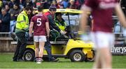 12 January 2020; Fiontán Ó Curraoin of Galway leaves the field on a medical buggy after picking up an injury during the FBD League Semi-Final match between Mayo and Galway at Elverys MacHale Park in Castlebar, Mayo. Photo by Piaras Ó Mídheach/Sportsfile