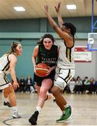 12 January 2020; Sarah Kenny of Trinity Meteors in action against Kollyns Scarbrough, right, and Alex Mulligan of Ulster University during the Hula Hoops Women's Division One National Cup Semi-Final between Ulster University and Trinity Meteors at Parochial Hall in Cork. Photo by Sam Barnes/Sportsfile