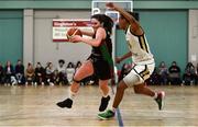 12 January 2020; Sarah Kenny of Trinity Meteors in action against Kollyns Scarbrough of Ulster University during the Hula Hoops Women's Division One National Cup Semi-Final between Ulster University and Trinity Meteors at Parochial Hall in Cork. Photo by Sam Barnes/Sportsfile