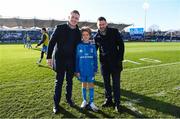 12 January 2020; Matchday mascot 13 year old Dan Kelly with Dan Leavy and Fergus McFadden at the Heineken Champions Cup Pool 1 Round 5 match between Leinster and Lyon at the RDS Arena in Dublin. Photo by Ramsey Cardy/Sportsfile