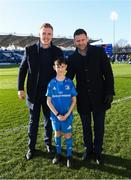 12 January 2020; Matchday mascot 9 year old Kian Haberlin, from New Ross, Co. Wexford, with Dan Leavy and Fergus McFadden at the Heineken Champions Cup Pool 1 Round 5 match between Leinster and Lyon at the RDS Arena in Dublin. Photo by Ramsey Cardy/Sportsfile