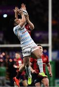 12 January 2020; Brice Dulin of Racing 92 and Andrew Conway of Munster contest a high ball during the Heineken Champions Cup Pool 4 Round 5 match between Racing 92 and Munster at Paris La Defence Arena in Paris, France. Photo by Seb Daly/Sportsfile
