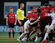 12 January 2020; Referee Wayne Barnes watches over a scrum during the Heineken Champions Cup Pool 4 Round 5 match between Racing 92 and Munster at Paris La Defence Arena in Paris, France. Photo by Seb Daly/Sportsfile