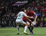 12 January 2020; Billy Holland of Munster in action against Brice Dulin of Racing 92 during the Heineken Champions Cup Pool 4 Round 5 match between Racing 92 and Munster at Paris La Defence Arena in Paris, France. Photo by Seb Daly/Sportsfile