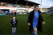 12 January 2020; Cian Healy of Leinster and Luca Sexton following the Heineken Champions Cup Pool 1 Round 5 match between Leinster and Lyon at the RDS Arena in Dublin. Photo by Ramsey Cardy/Sportsfile