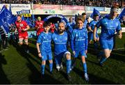 12 January 2020; Matchday mascots 9 year old Kian Haberlin and 13 year old Dan Kelly with Leinster captain Scott Fardy at the Heineken Champions Cup Pool 1 Round 5 match between Leinster and Lyon at the RDS Arena in Dublin. Photo by Ramsey Cardy/Sportsfile