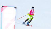14 January 2020; Matt Ryan of Team Ireland makes his way to the finish line after losing a ski, resulting in a DNF, while competing in the Alpine Skiing, Men's Slalom, during day five of the Winter Youth Olympic Games in Les Diablerets, Switzerland. Photo by Eóin Noonan/Sportsfile