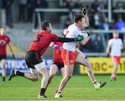 12 January 2020; Conall McCann of Tyrone calling for a mark against Kevin McKernan of Down during the Bank of Ireland Dr McKenna Cup Semi-Final match between Tyrone and Down at the Athletic Grounds in Armagh. Photo by Oliver McVeigh/Sportsfile