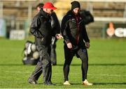 12 January 2020; Tyrone Manager Mickey Harte, left, along with Tyrone strength and conditioning coach Jonny Davis before the Bank of Ireland Dr McKenna Cup Semi-Final match between Tyrone and Down at the Athletic Grounds in Armagh. Photo by Oliver McVeigh/Sportsfile