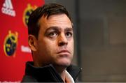 14 January 2020; Munster head coach Johann van Graan during a Munster Rugby press conference at University of Limerick in Limerick. Photo by Matt Browne/Sportsfile