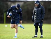 14 January 2020; Jordan Larmour and Backs coach Felipe Contepomi during a Leinster Rugby squad training session at Leinster Rugby Headquarters in UCD, Dublin. Photo by Harry Murphy/Sportsfile
