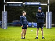 14 January 2020; Head coach Leo Cullen speaks with Rowan Osborne during a Leinster Rugby squad training session at Leinster Rugby Headquarters in UCD, Dublin. Photo by Harry Murphy/Sportsfile