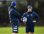 14 January 2020; Jordan Larmour, right, and Head coach Leo Cullen during a Leinster Rugby squad training session at Leinster Rugby Headquarters in UCD, Dublin. Photo by Harry Murphy/Sportsfile