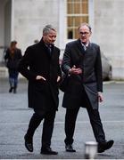 14 January 2020; UEFA Deputy Director of National Associations theirry Favre, left, and FAI Chairman Roy Barrett leave Leinster House following the UEFA meeting with the Department of Transport, Tourism and Sport at Leinster House in Dublin. Photo by Sam Barnes/Sportsfile