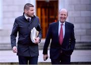 14 January 2020; Minister for Transport, Tourism and Sport Shane Ross T.D., right, and Minister of State for Tourism and Sport Brendan Griffin T.D, leave Leinster House following the UEFA meeting with the Department of Transport, Tourism and Sport at Leinster House in Dublin. Photo by Sam Barnes/Sportsfile