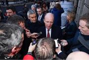 14 January 2020; Minister for Transport, Tourism and Sport, Shane Ross T.D, speaks to members of the media following the UEFA meeting with the Department of Transport, Tourism and Sport at Leinster House in Dublin. Photo by Sam Barnes/Sportsfile