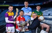 15 January 2020; eir sport has today announced the details of its 2020 Allianz Leagues coverage. On hand for the launch were Cork’s Alan Cadogan, Wexford’s Rory O'Connor, Dublin’s Paul Mannion and Kerry’s Paul Geaney. Over seven weekends eir sport will broadcast 15 football and hurling games and become the home of Saturday night live GAA. The coverage kicks off on Saturday 25th January, with a massive triple header across its channels, including the All-Ireland football & hurling champions. Pictured at the launch are, from left, Rory O'Connor of Wexford, Alan Cadogan of Cork, Paul Mannion of Dublin, eir sport analyst Joe Brolly and Paul Geaney of Kerry. Photo by Brendan Moran/Sportsfile