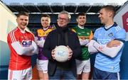 15 January 2020; eir sport has today announced the details of its 2020 Allianz Leagues coverage. On hand for the launch were Cork’s Alan Cadogan, Wexford’s Rory O'Connor, Dublin’s Paul Mannion and Kerry’s Paul Geaney. Over seven weekends eir sport will broadcast 15 football and hurling games and become the home of Saturday night live GAA. The coverage kicks off on Saturday 25th January, with a massive triple header across its channels, including the All-Ireland football & hurling champions. Pictured at the launch are, from left, Rory O'Connor of Wexford, Alan Cadogan of Cork, eir sport analyst Joe Brolly and Paul Geaney of Kerry and Paul Mannion of Dublin. Photo by Brendan Moran/Sportsfile