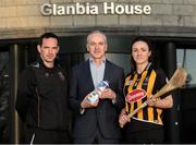 16 January 2020; Brian Phelan, CEO of Glanbia Nutritionals, with Kilkenny camogie manager Brian Dowling  and player Claire Phelan in attendance as Glanbia Launch their 2020 Kilkenny Hurling & Camogie Sponsorship at Glanbia House in Kilkenny. Photo by Matt Browne/Sportsfile