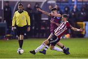 17 January 2020; Ronan Boyce of Derry City in action against James Clarke of Drogheda United during the Pre-Season Friendly between Drogheda United v Derry City at United Park in Drogheda, Co. Louth. Photo by Ben McShane/Sportsfile