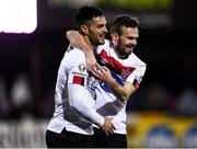 17 January 2020; Patrick Hoban of Dundalk celebrates after scoring his side's seventh goal with team-mate Cameron Dummigan during the Pre-Season Friendly match between Dundalk and UCD at Oriel Park in Dundalk, Co. Louth. Photo by Harry Murphy/Sportsfile