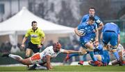 18 January 2020; Luke McGrath of Leinster is tackled by Hame Faiva of Benetton during the Heineken Champions Cup Pool 1 Round 6 match between Benetton and Leinster at the Stadio Comunale di Monigo in Treviso, Italy. Photo by Ramsey Cardy/Sportsfile