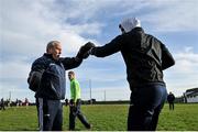 18 January 2020; Galway Goalkeeping coach Martin McNamara warms up goalkeeper Conor Gleeson before the Connacht FBD League Final between Roscommon and Galway at Dr. Hyde Park in Roscommon. Photo by Ray Ryan/Sportsfile