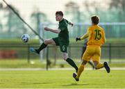 18 January 2020; Cathal Heffernan of Republic of Ireland in action against Daniel Cefala of Australia during the International Friendly match between Republic of Ireland U15 and Australia U17 at FAI National Training Centre in Abbotstown, Dublin. Photo by Seb Daly/Sportsfile