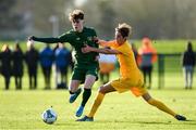 18 January 2020; Kevin Zefi of Republic of Ireland in action against Logan Mathie of Australia during the International Friendly match between Republic of Ireland U15 and Australia U17 at FAI National Training Centre in Abbotstown, Dublin. Photo by Seb Daly/Sportsfile