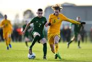 18 January 2020; Adam Murphy of Republic of Ireland in action against Matthew O'Donoghue of Australia during the International Friendly match between Republic of Ireland U15 and Australia U17 at FAI National Training Centre in Abbotstown, Dublin. Photo by Seb Daly/Sportsfile