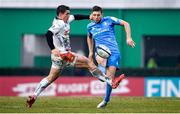 18 January 2020; Ross Byrne of Leinster has his kick charged down by Ian Keatley of Benetton during the Heineken Champions Cup Pool 1 Round 6 match between Benetton and Leinster at the Stadio Comunale di Monigo in Treviso, Italy. Photo by Ramsey Cardy/Sportsfile