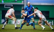 18 January 2020; Garry Ringrose of Leinster in action against Alessandro Zanni, left, and Marco Zanon of Benetton during the Heineken Champions Cup Pool 1 Round 6 match between Benetton and Leinster at the Stadio Comunale di Monigo in Treviso, Italy. Photo by Ramsey Cardy/Sportsfile