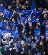 18 January 2020; Leinster supporters celebrate their second try during the Heineken Champions Cup Pool 1 Round 6 match between Benetton and Leinster at the Stadio Comunale di Monigo in Treviso, Italy. Photo by Ramsey Cardy/Sportsfile