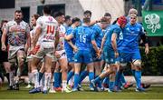 18 January 2020; James Tracy is congratulated by Leinster team-mates after scoring their second try during the Heineken Champions Cup Pool 1 Round 6 match between Benetton and Leinster at the Stadio Comunale di Monigo in Treviso, Italy. Photo by Ramsey Cardy/Sportsfile