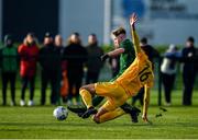 18 January 2020; Alex Nolan of Republic of Ireland shoots to score his side's second goal, despite the attempts of Lucas Inglese of Australia, during the International Friendly match between Republic of Ireland U15 and Australia U17 at FAI National Training Centre in Abbotstown, Dublin. Photo by Seb Daly/Sportsfile