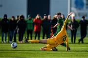 18 January 2020; Alex Nolan of Republic of Ireland shoots to score his side's second goal, despite the attempts of Lucas Inglese of Australia, during the International Friendly match between Republic of Ireland U15 and Australia U17 at FAI National Training Centre in Abbotstown, Dublin. Photo by Seb Daly/Sportsfile