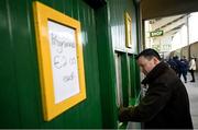 18 January 2020; A supporter buys a programme prior to the 2020 O'Byrne Cup Final between Offaly and Longford at Bord na Mona O'Connor Park in Tullamore, Offaly. Photo by David Fitzgerald/Sportsfile