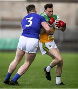 18 January 2020; Jordan Hayes of Offaly is tackled by Andrew Farrell of Longford during the 2020 O'Byrne Cup Final between Offaly and Longford at Bord na Mona O'Connor Park in Tullamore, Offaly. Photo by David Fitzgerald/Sportsfile