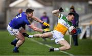 18 January 2020; Jordan Hayes of Offaly is tackled by Andrew Farrell of Longford during the 2020 O'Byrne Cup Final between Offaly and Longford at Bord na Mona O'Connor Park in Tullamore, Offaly. Photo by David Fitzgerald/Sportsfile
