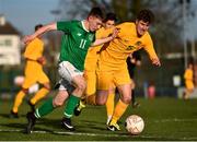 18 January 2020; Adam Lennon of Republic of Ireland in action against William Pearce of Australia during the U18 Schools International Friendly between Republic of Ireland and Australia at Home Farm, Whitehall in Dublin. Photo by Ben McShane/Sportsfile