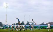 18 January 2020; Max Deegan of Leinster takes possession from a lineout during the Heineken Champions Cup Pool 1 Round 6 match between Benetton and Leinster at the Stadio Comunale di Monigo in Treviso, Italy. Photo by Ramsey Cardy/Sportsfile