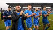 18 January 2020; Leinster players, from left, Harry Byrne, Andrew Porter, Ciarán Frawley, Rob Kearney, James Ryan and Caelan Doris following the Heineken Champions Cup Pool 1 Round 6 match between Benetton and Leinster at the Stadio Comunale di Monigo in Treviso, Italy. Photo by Ramsey Cardy/Sportsfile