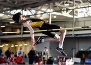 18 January 2020; Louis Raggett of Kilkenny City Harriers A.C., Co. Kilkenny, competing in the High Jump in the U14 Men's combined events during the Irish Life Health Indoor Combined Events All Ages at Athlone International Arena, AIT in Athlone, Co. Westmeath. Photo by Sam Barnes/Sportsfile