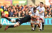 18 January 2020; Sean Reidy of Ulster being tackled by Charlie Ewels of Bath during the Heineken Champions Cup Pool 3 Round 6 match between Ulster and Bath at Kingspan Stadium in Belfast. Photo by Oliver McVeigh/Sportsfile