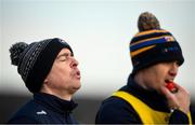 18 January 2020; Longford manager Padraic Davis, left, and selector Paul Barden during the 2020 O'Byrne Cup Final between Offaly and Longford at Bord na Mona O'Connor Park in Tullamore, Offaly. Photo by David Fitzgerald/Sportsfile