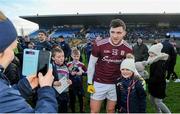 18 January 2020; Damien Comer of Galway celebrates with supporters after the Connacht FBD League Final between Roscommon and Galway at Dr. Hyde Park in Roscommon. Photo by Ray Ryan/Sportsfile