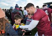 18 January 2020; Damien Comer of Galway celebrates with supporters after the Connacht FBD League Final between Roscommon and Galway at Dr. Hyde Park in Roscommon. Photo by Ray Ryan/Sportsfile