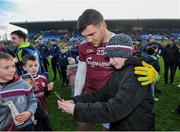 18 January 2020; Damien Comer of Galway celebrates with supporters after the Connacht FBD League Final between Roscommon and Galway at Dr. Hyde Park in Roscommon. Photo by Ray Ryan/Sportsfile