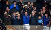 18 January 2020; Longford captain Michael Quinn lifts the cup following the 2020 O'Byrne Cup Final between Offaly and Longford at Bord na Mona O'Connor Park in Tullamore, Offaly. Photo by David Fitzgerald/Sportsfile